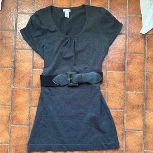 Y2K Body Central Gray Tunic Dress with Belt